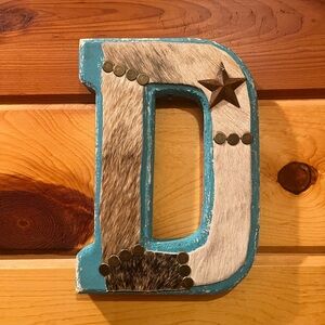 Western letter D wall decoration cowhide